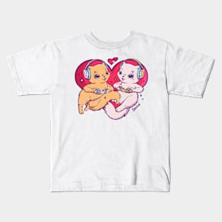 Purrfect Love - Gaming Cats Couple Kids T-Shirt